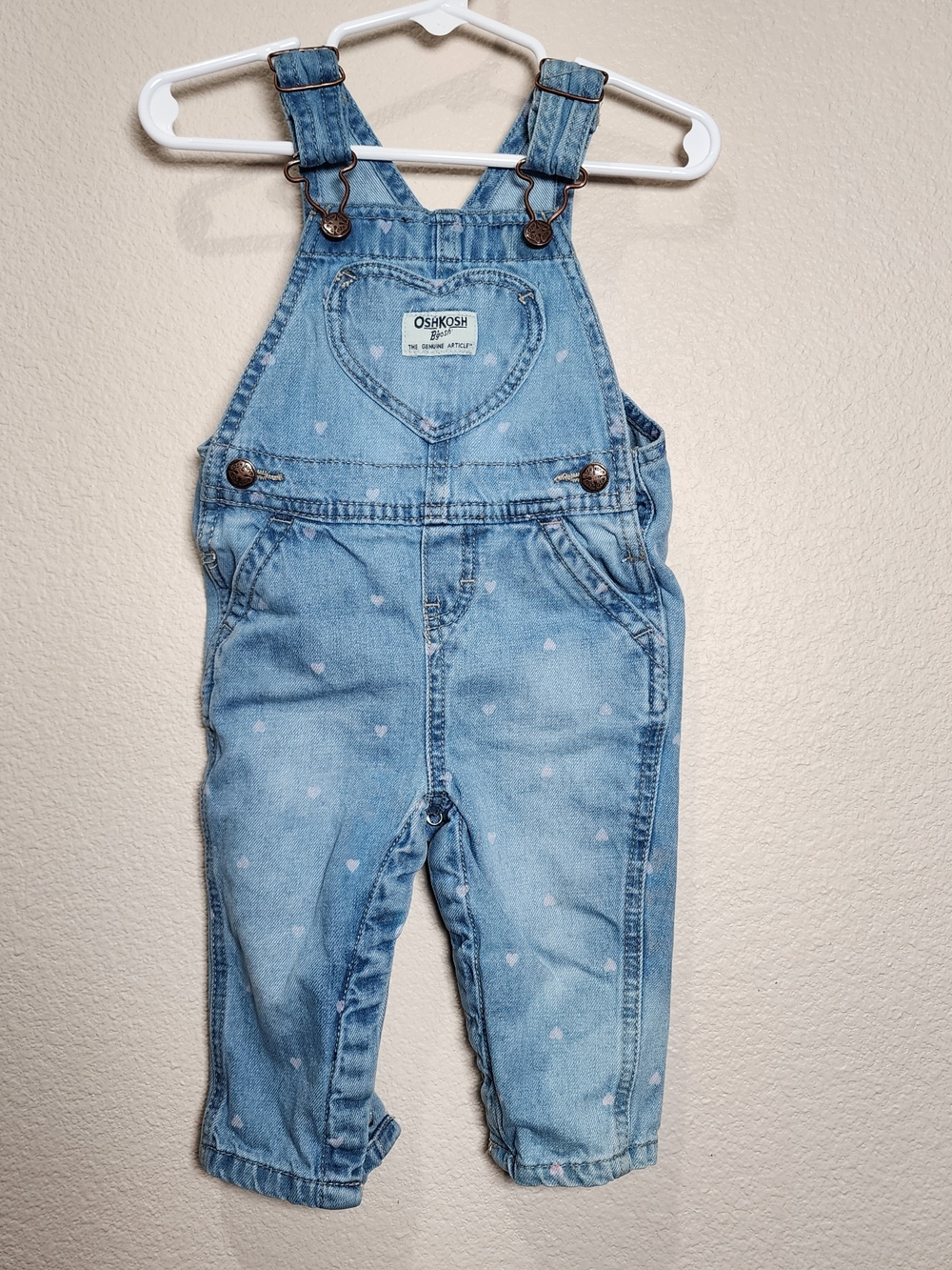 OshKosh B'gosh Fall Overalls Light Denim Heart Print Pumpkin Patch Fall Festival